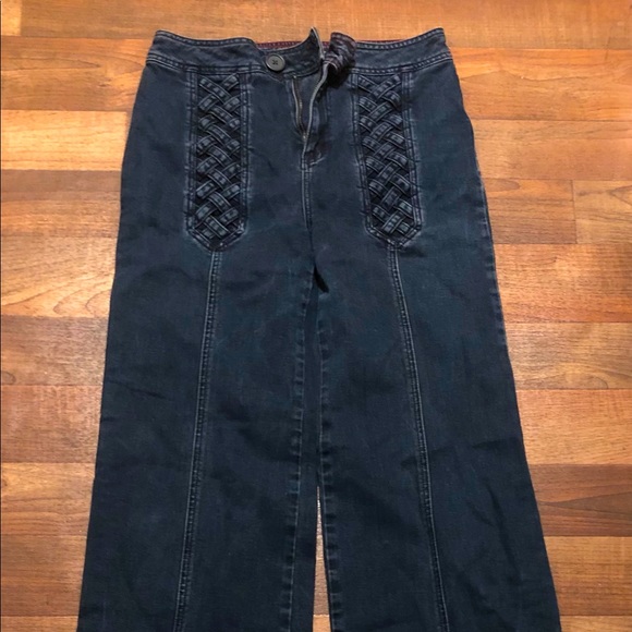 High waisted wide legged jeans braided accents - Picture 1 of 3